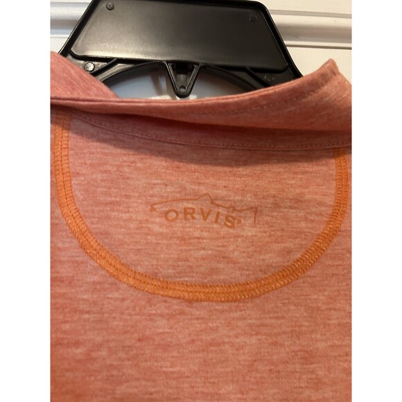 Orvis Trout Bum Shirt Large 1/4 Zip Light Orange Top Long Sleeve Hiking Fishing - Picture 7 of 7